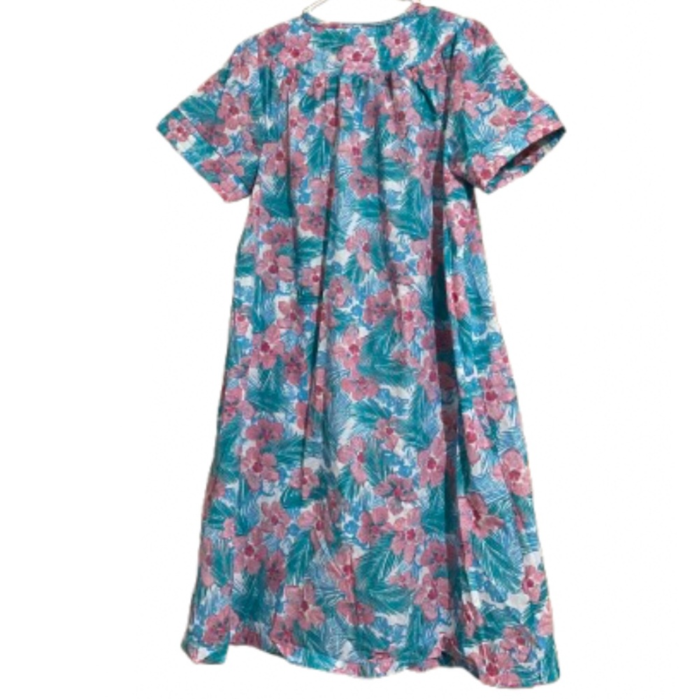 Vintage PinkK Women’s Pink and Green Multi Floral Print Duster Gown/Dress Sz-S/M - Picture 4 of 5